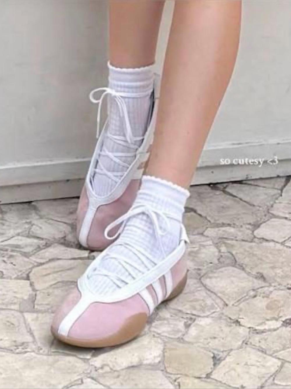 adidas Pink and White Ballet-Style Flats - Picture 2 of 8